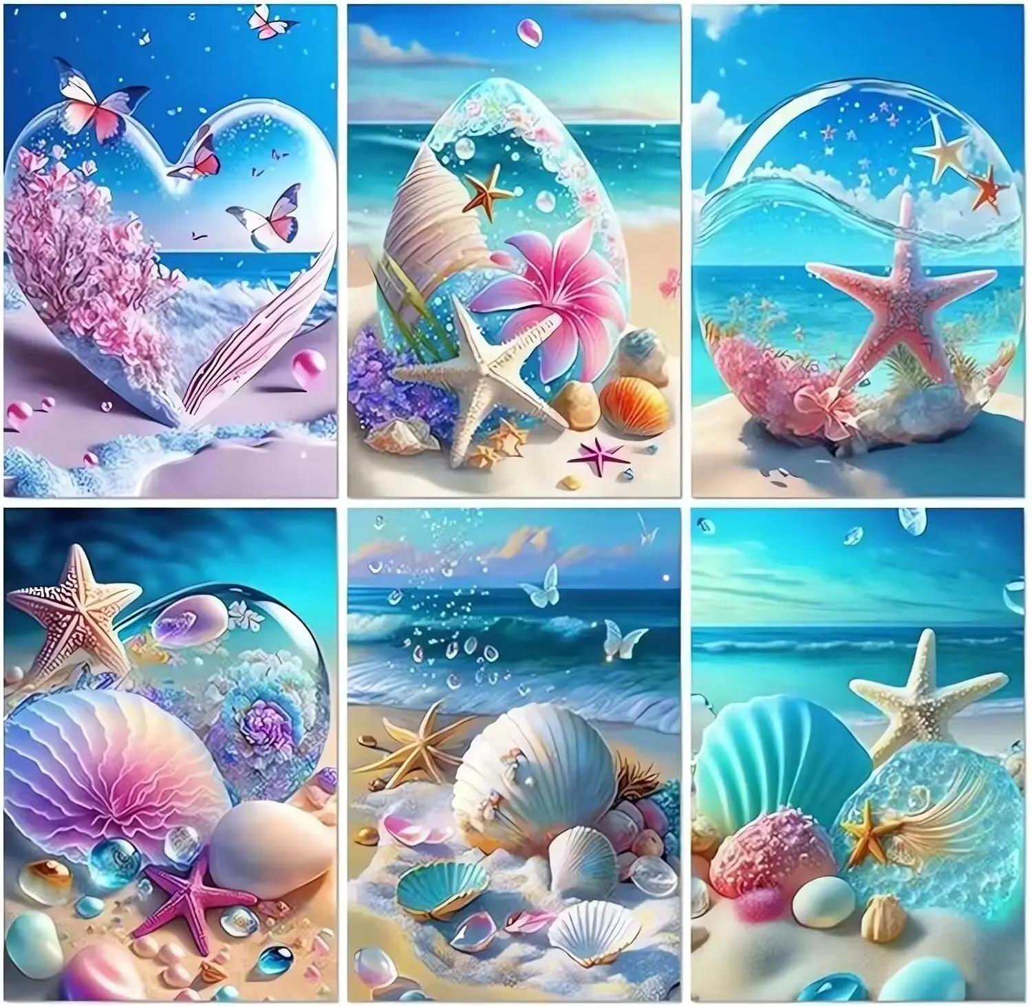 Starfish 5D Diamond Painting Fantasy Shell Seaside Scenery Full Diamond Embroidery Mosaic Cross Stitch Kits Bedroom